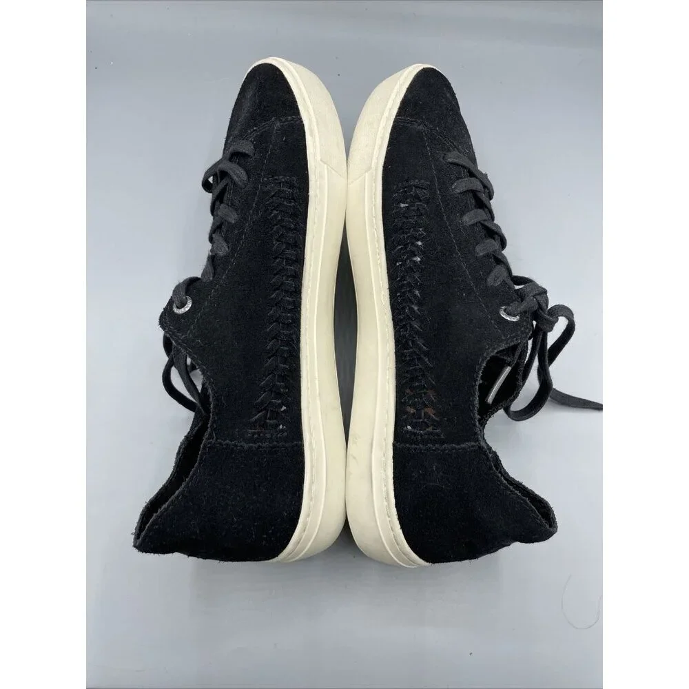 TOMS Black Suede Leather Lace Up Sneakers‎ Women’s Shoes 9.5 Casual Comfort